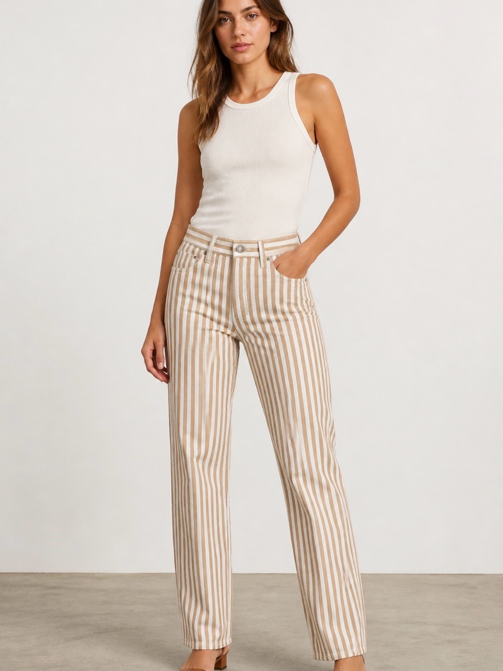 Rag & Bone High Rise Relaxed Straight Jeans Size 29 Striped NWT $298